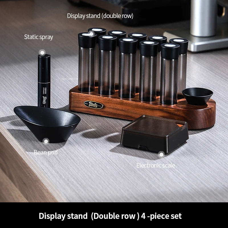 Coffee Bean Storage Tubes & Walnut Wood Display Stand Coffee Bean Storage Set Qst Default Title