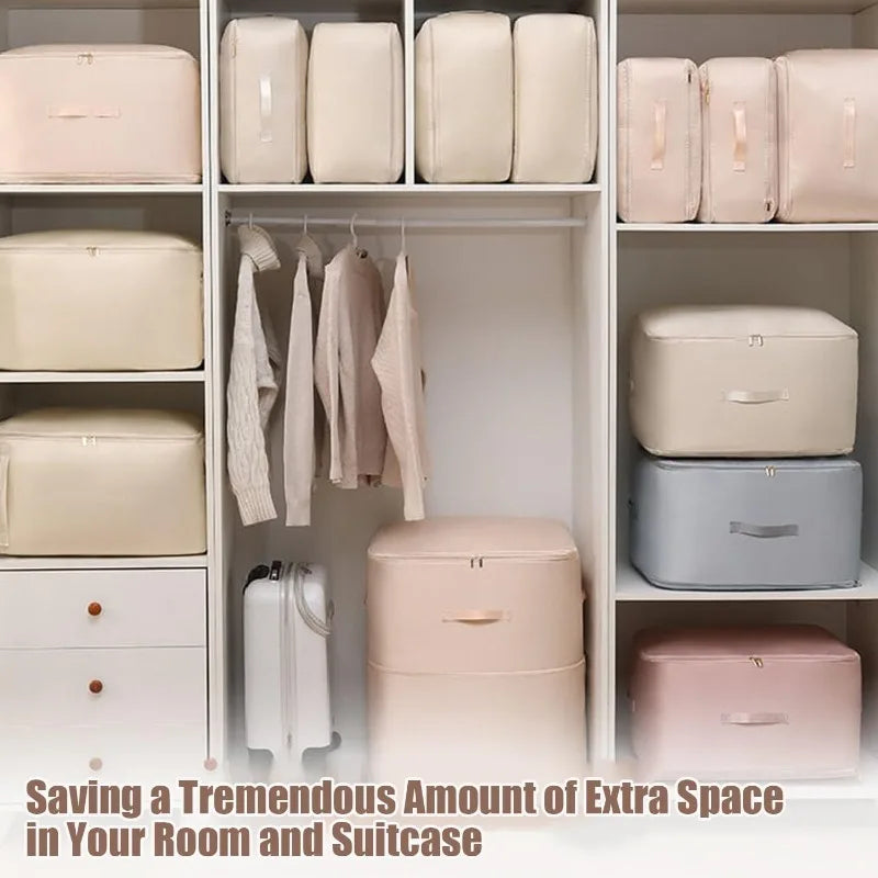 Self-Compressing Vacuum Storage Bags | Heavy Duty Space Saver Compression Storage Bag Qme