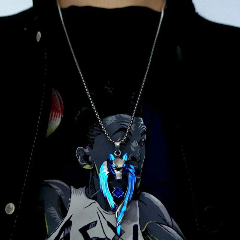 Wolf King Glow in the Dark Pendant Necklace for Men Pendant Necklace Qme