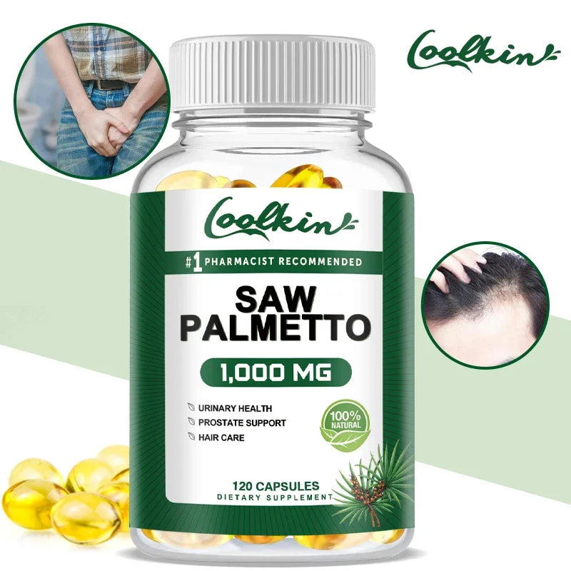 Coolkin Saw Palmetto 1000mg Capsules – Hair & Prostate Support Herbal Supplement Qst