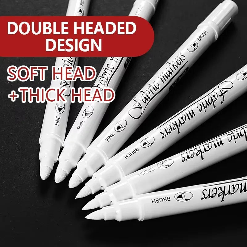 Waterproof Double Tip White Paint Marker Pens for Fabric & Shoes Paint Marker Pens Qme