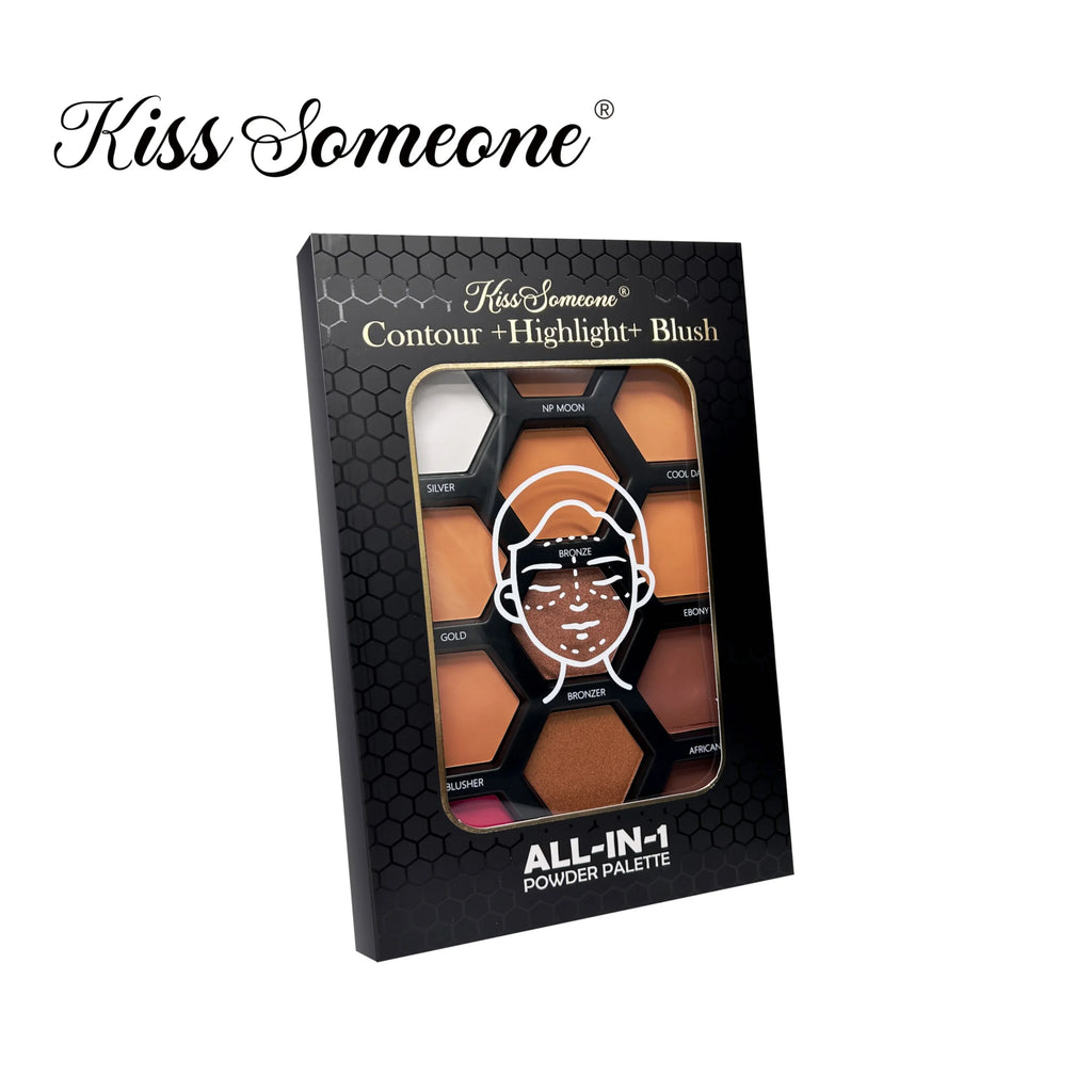 12-Color Contour Blush & Highlighter Powder Palette | Qme Contour Blush Palette Qme 60g