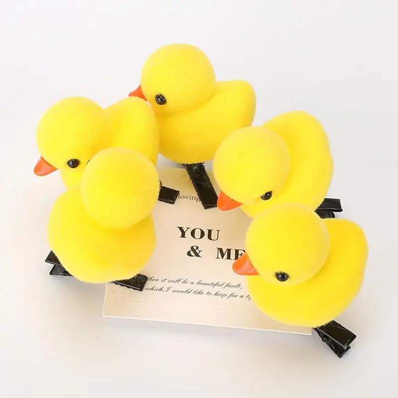 Little Yellow Duck Plush Hair Clips – Cute Animal Hairpins Animal Hair Clips Qme