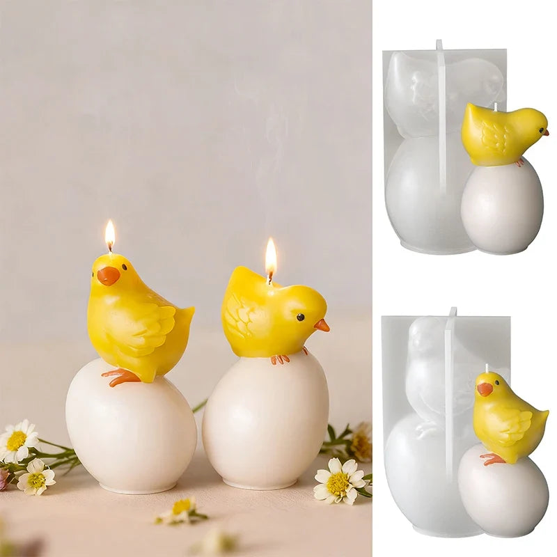 Easter Chicken & Egg Silicone Molds for Plaster Resin Crafts Silicone Craft Mold Qme