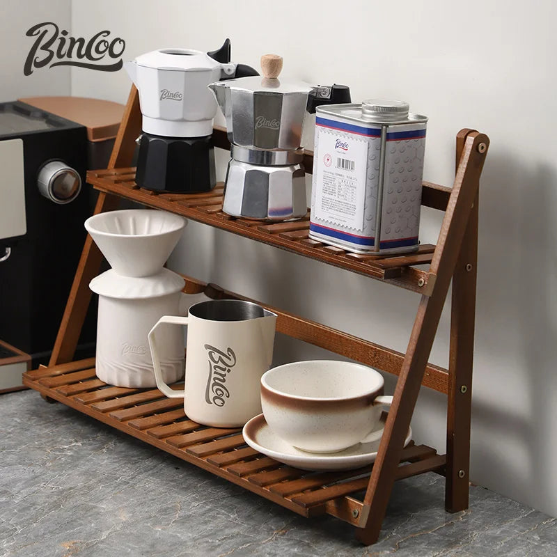 Bincoo Bamboo Coffee Utensil Storage Rack & Bar Organizer Coffee Utensil Rack Qst