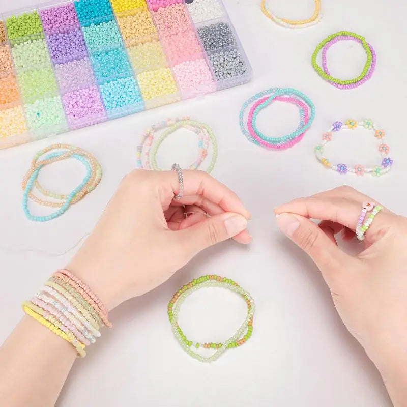 Macaroon Glass Seed Beads Kit 8500pcs – DIY Jewelry Making Bead Jewelry Making Kit Qme