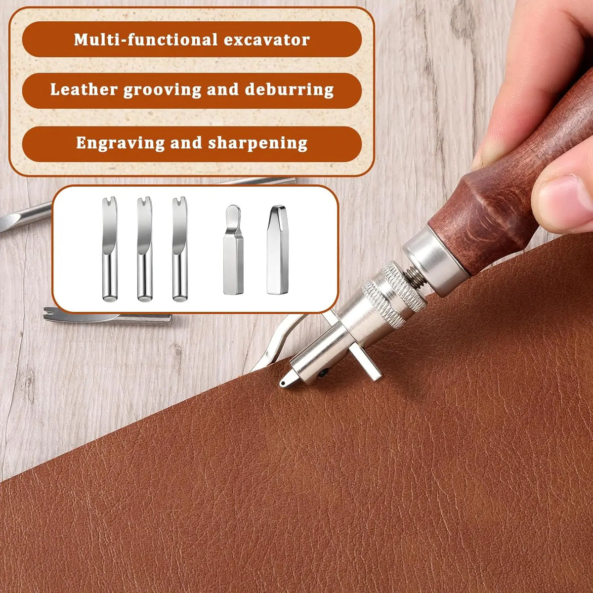 Adjustable Leather Groover Tool – Stitching & Creasing Set Leather Craft Tool Qme