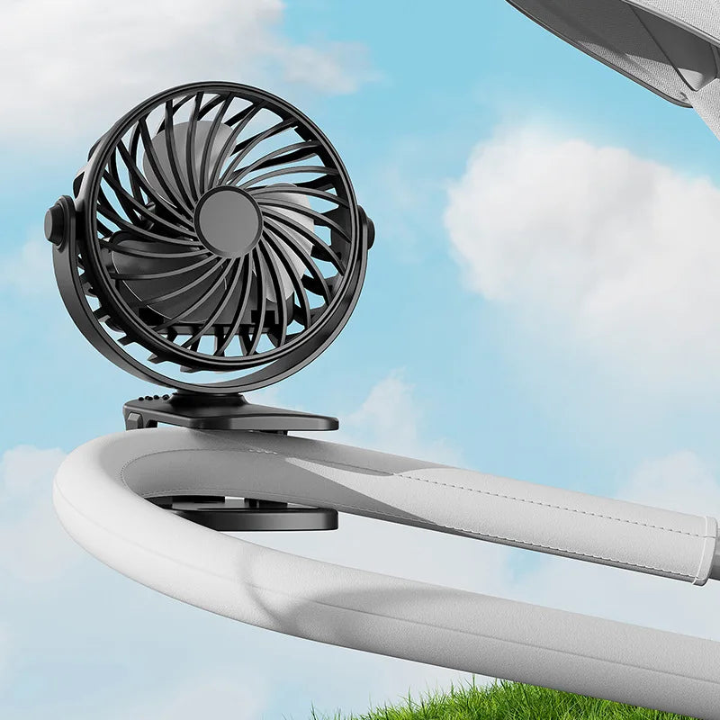 USB Rechargeable Clip Fan – Mini Portable Stroller & Desk Fan Clip Fan Qme black USB Type-C