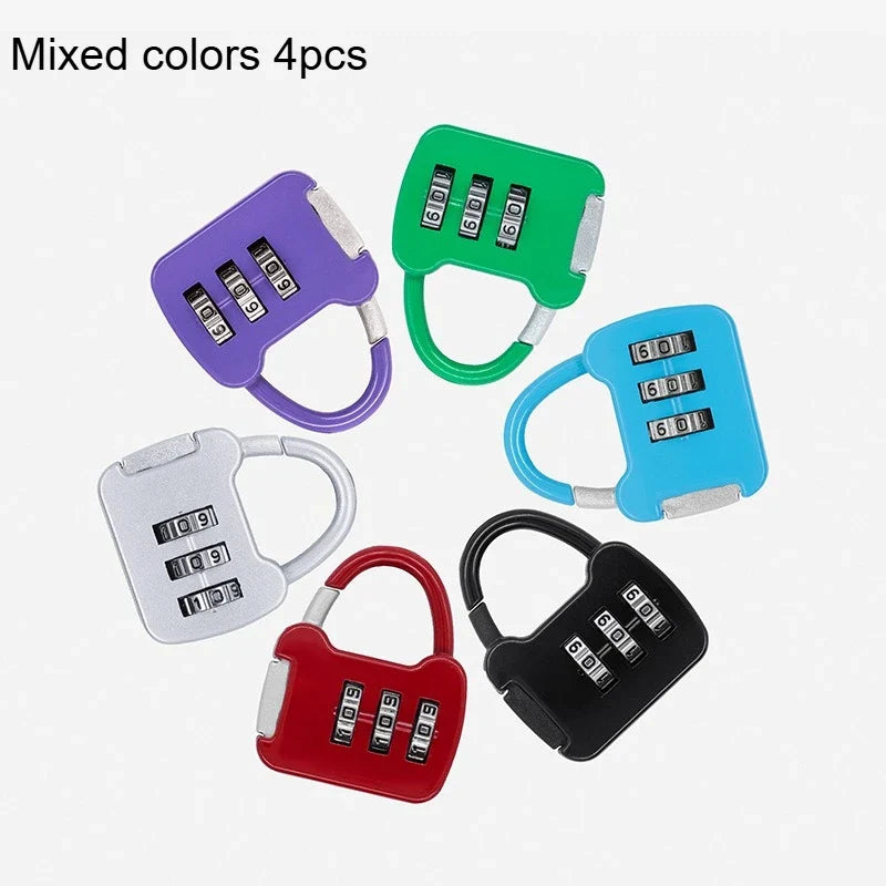 Mini Combination Padlock Set – Luggage, Locker & Bag Lock Combination Padlock Set Qme Mixed colors 4pcs