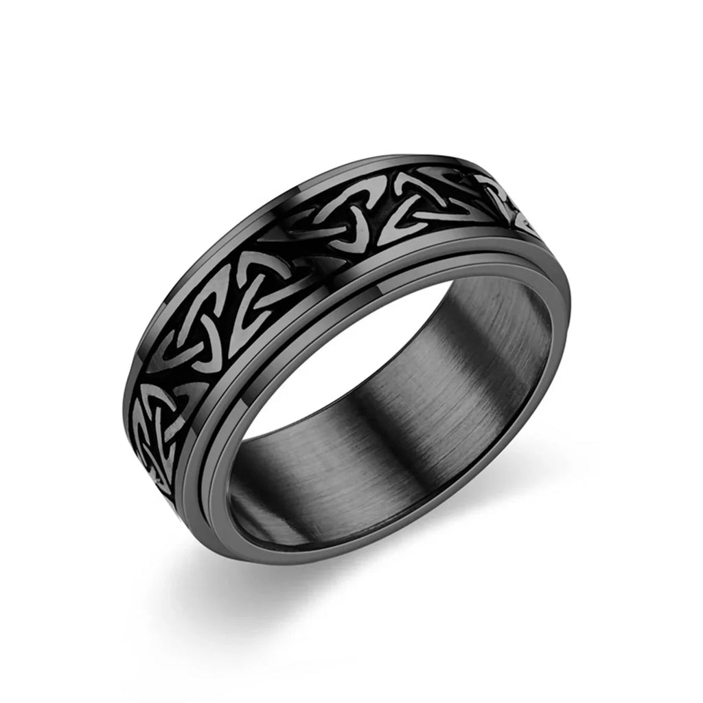 Viking Enamel Spinning Knuckle Ring – Men's Stainless Steel Spinning Statement Ring Qme