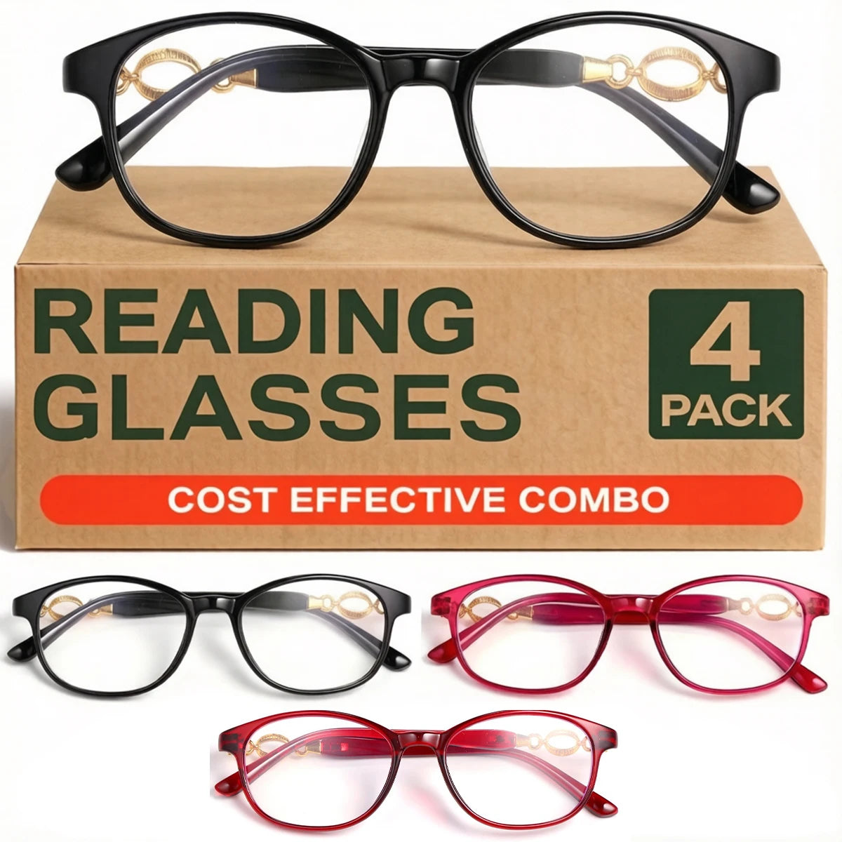 VOPHA Blue Light Blocking Glasses – Ultralight Square Frame L4 Blue Light Glasses Qst 150 4 Pack