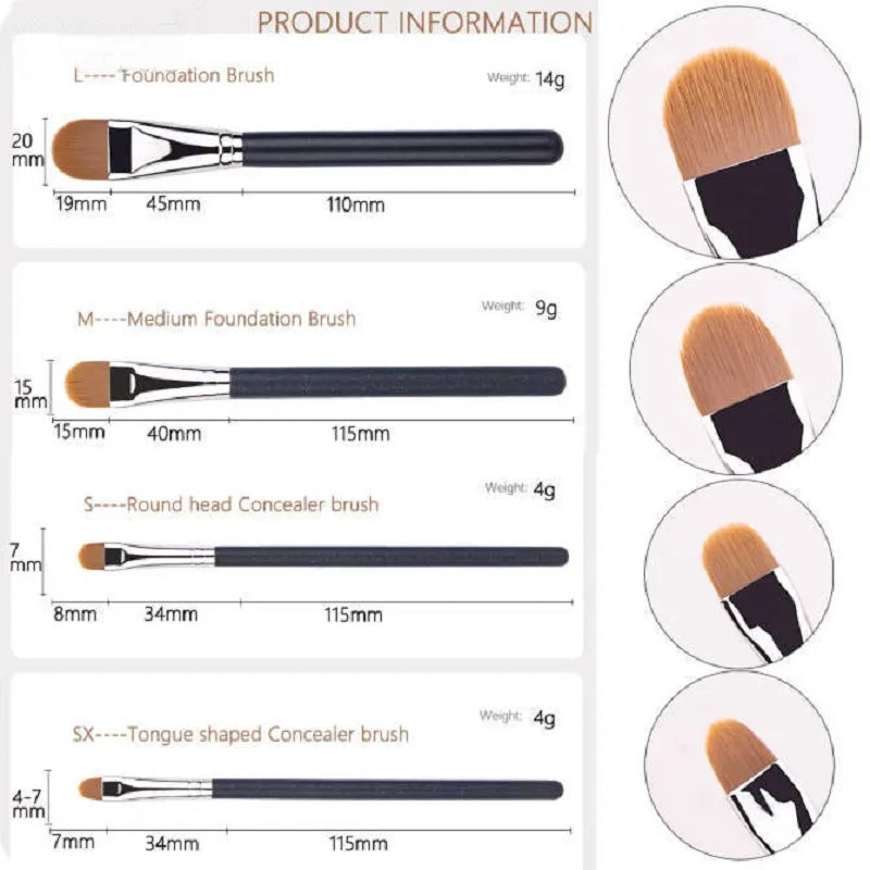 Ultra-Thin Foundation & Concealer Makeup Brush Set – 4 Sizes Makeup Brush Set Qme