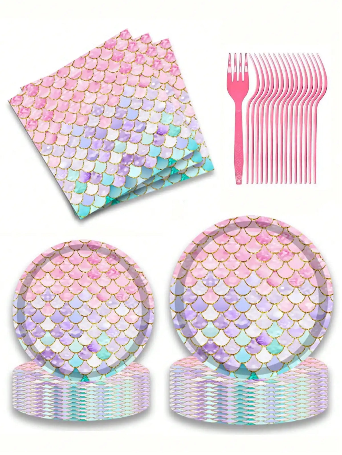 50-Piece Reusable Mermaid Party Cutlery Set | Table Decor Party Cutlery Set Qme