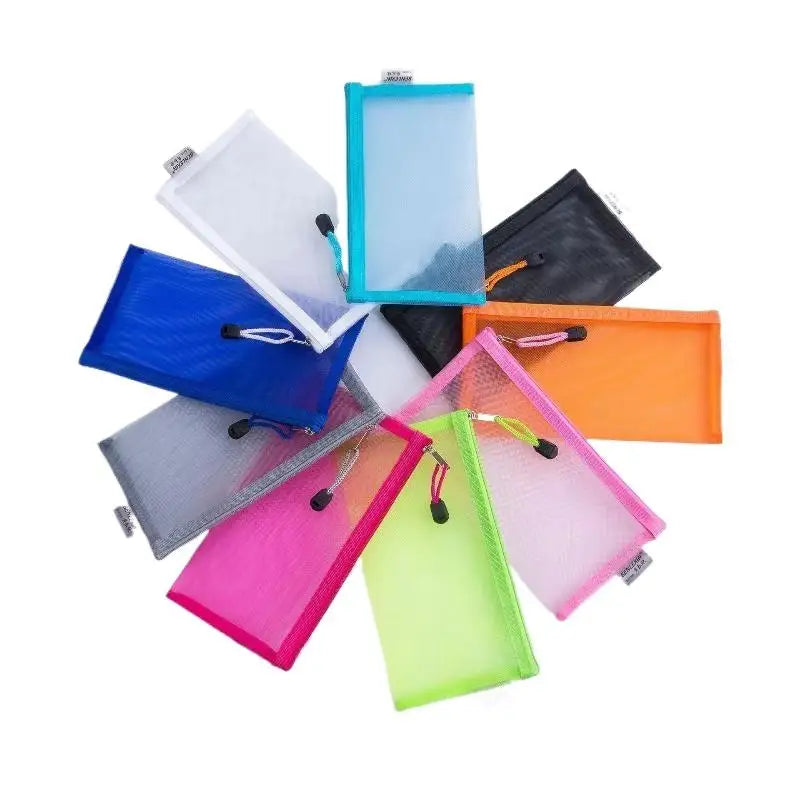 Transparent Mesh Pencil Pouch – Zip Organizer for School & Office Pencil Pouch Qme