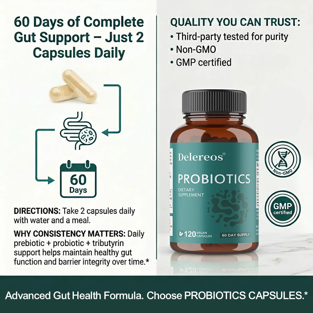 Probiotic Complex Capsules – Gut & Digestive Support, Non-GMO Probiotic Supplement Qst