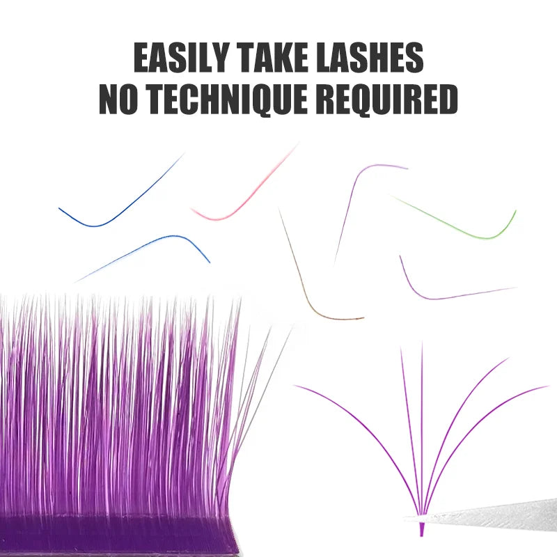 NATUHANA Colored Easy Fan Volume Lashes – L LU M Curl Easy Fan Lash Extensions Qme