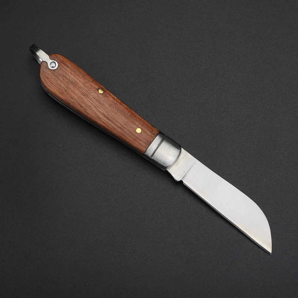 XUANFENG Damascus Folding Knife – Sandalwood Handle EDC Folding Pocket Knife Qst