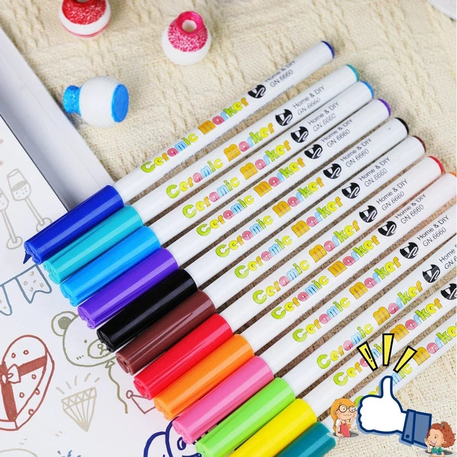 12-Color Ceramic Acrylic Paint Marker Pens – DIY Art Set Acrylic Paint Markers Qme