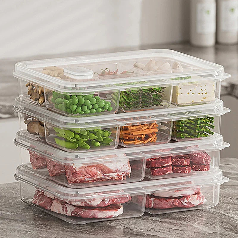 Plastic Freezer Food Storage Box – Airtight Fresh-Keep Lid Food Storage Container Qme