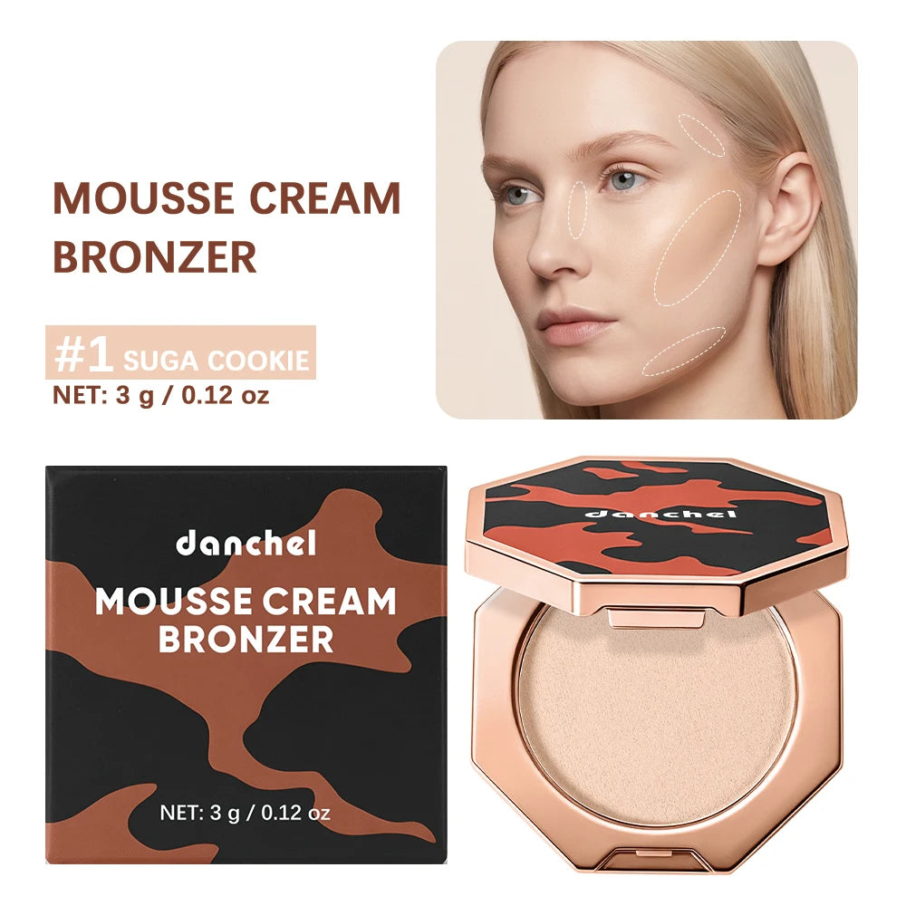 DANCHEL Souffle Mousse Contour Bronzer – Waterproof Long Wear Bronzer & Highlighter Qst 01