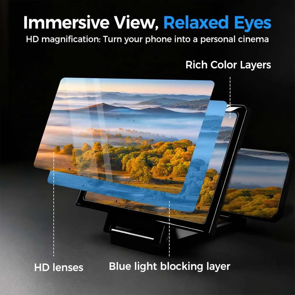 Portable HD Phone Screen Magnifier – 14" Foldable Stand Phone Screen Magnifier Qme