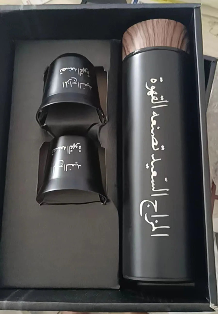 500ml Vacuum Thermos Flask Set – Stainless Steel Bottle & 2 Mugs Vacuum Thermos Flask Set Qst