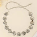 Geometric Disc Metal Chain Belt – Adjustable Women's Waist Chain Women's Chain Belt Qst Silver