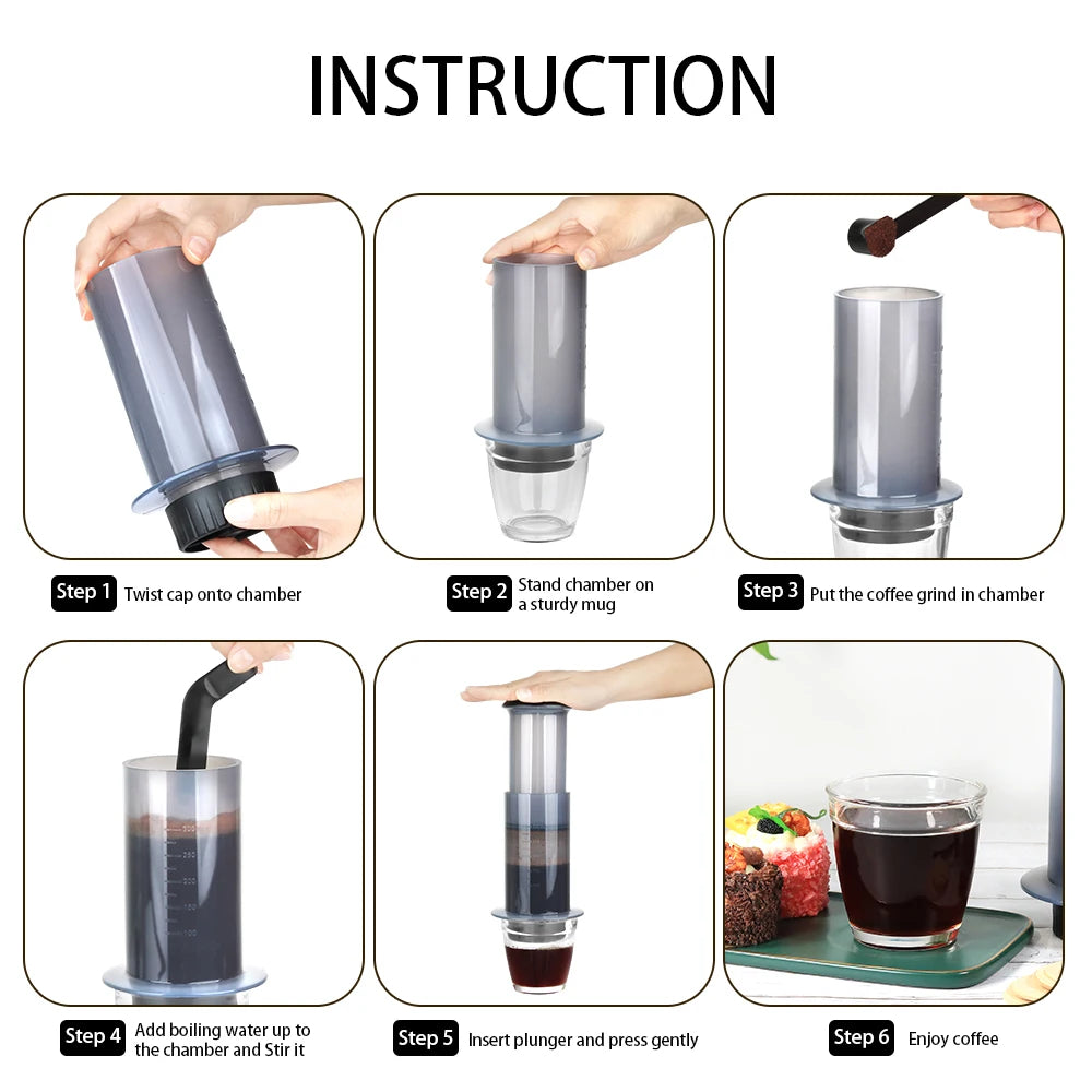 RECAFIMIL AeroPress Portable Espresso Coffee Maker + Filter Kit Portable Coffee Maker Qst