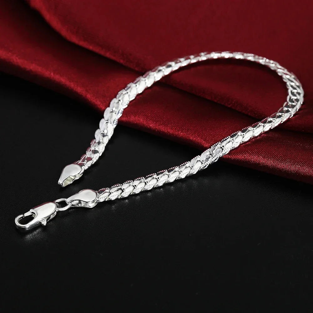925 Sterling Silver Braided Bracelet for Women & Men Sterling Silver Bracelet Qme