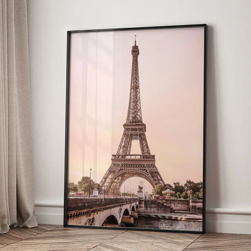 Paris Tower Cherry Blossom Canvas Wall Art – Nordic Poster Canvas Wall Art Qst A 50x70cm Unframed