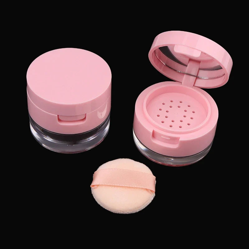 Portable Powder Sifter Box with Mirror – Travel Cosmetic Case Cosmetic Sifter Box Qme