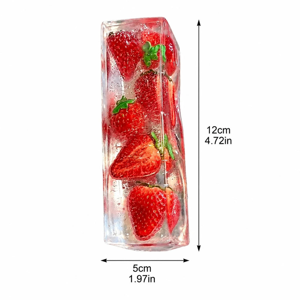 Slow-Rising Fruit Squeeze Fidget Toy – Strawberry Ice Cube Fidget Squeeze Toy Qme
