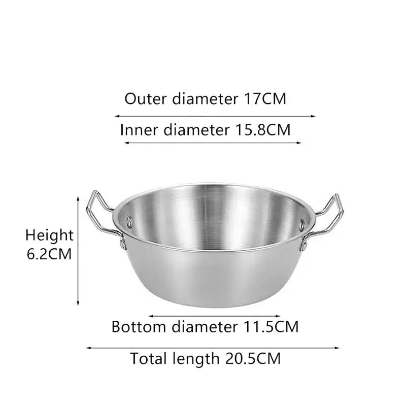 Korean Stainless Steel Rice Bowl – Double Handle, Smooth Edge Stainless Steel Bowl Qst 17cm Bowl