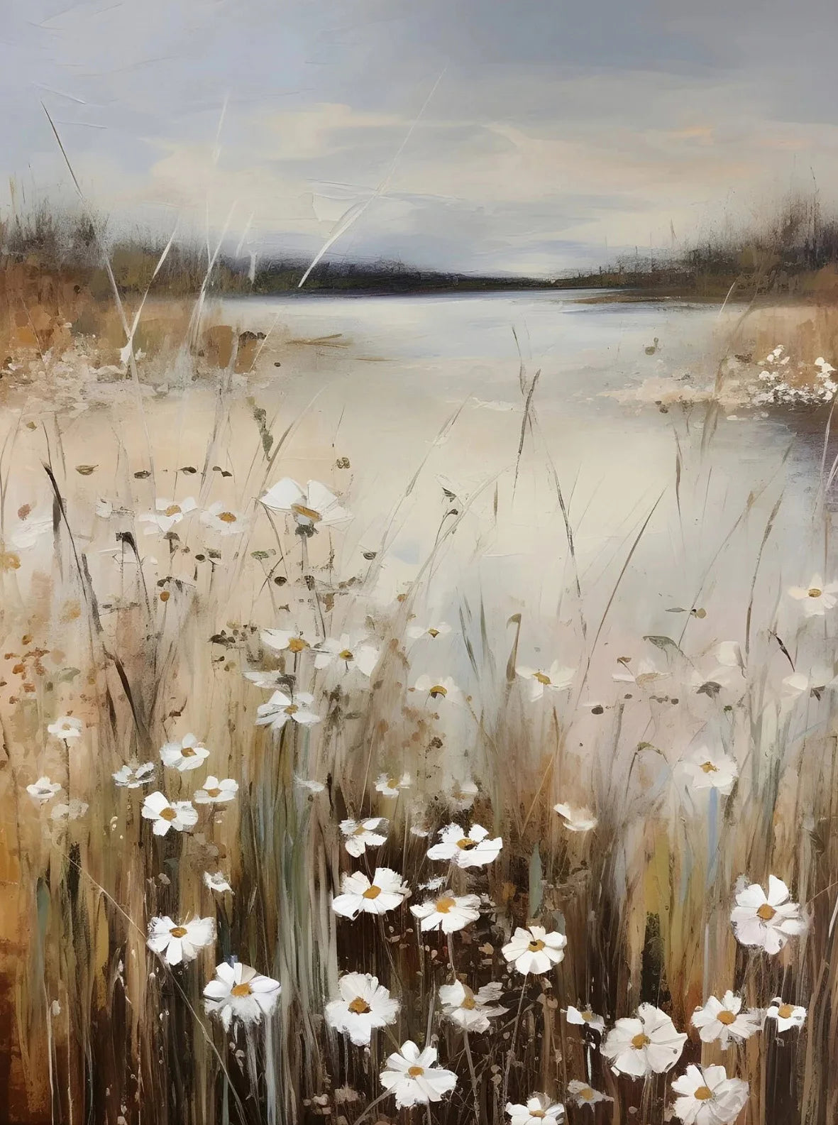 Vintage Wildflower Canvas Wall Art – Rustic Landscape Poster Canvas Wall Art Qst