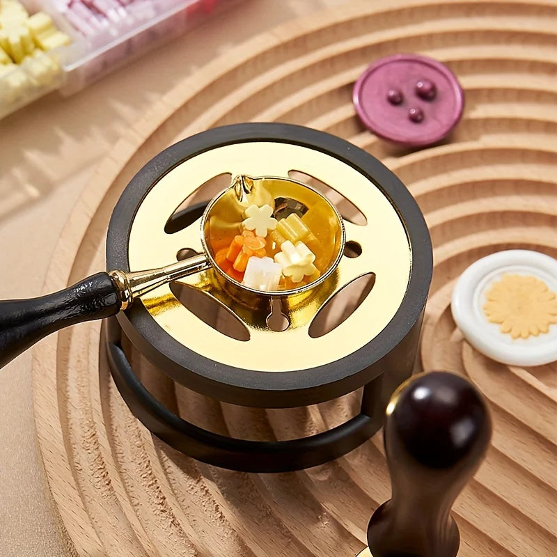 Wax Seal Stamp Kit with Warmer & Melting Spoon for Envelopes Wax Seal Stamp Kit Qme
