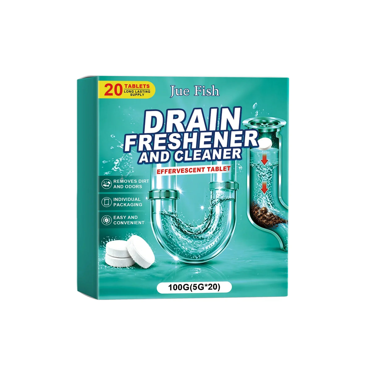 Sink Drain Cleaning Tablets – Remove Grease & Food Residue Drain Cleaning Tablets Qme 5g X 20pcs Boxed