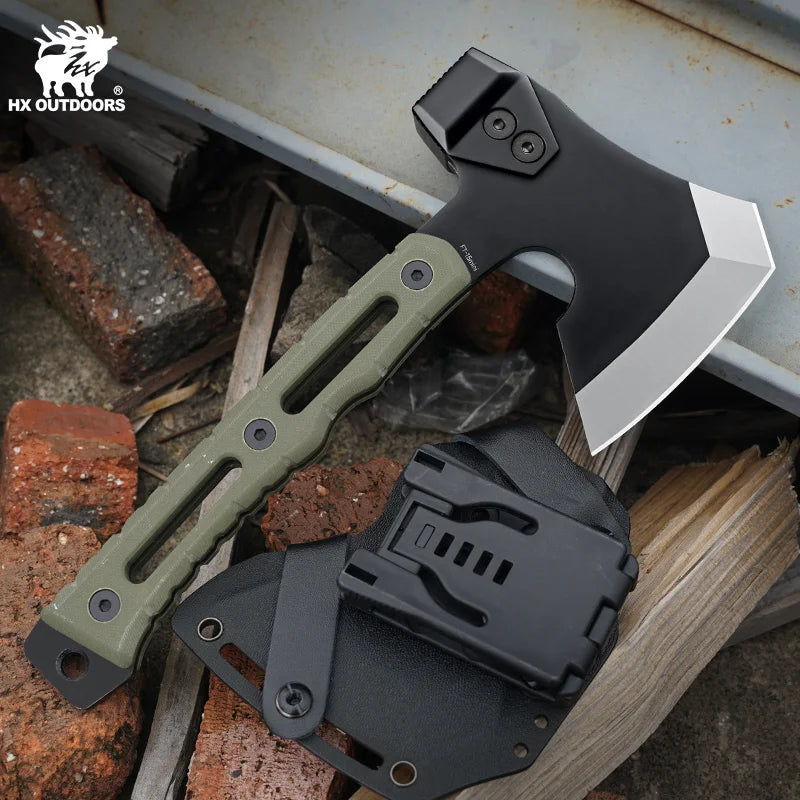 HX Outdoors Camping Axe 440C Steel G10 Handle & Kydex Sheath Camping Axe Qst