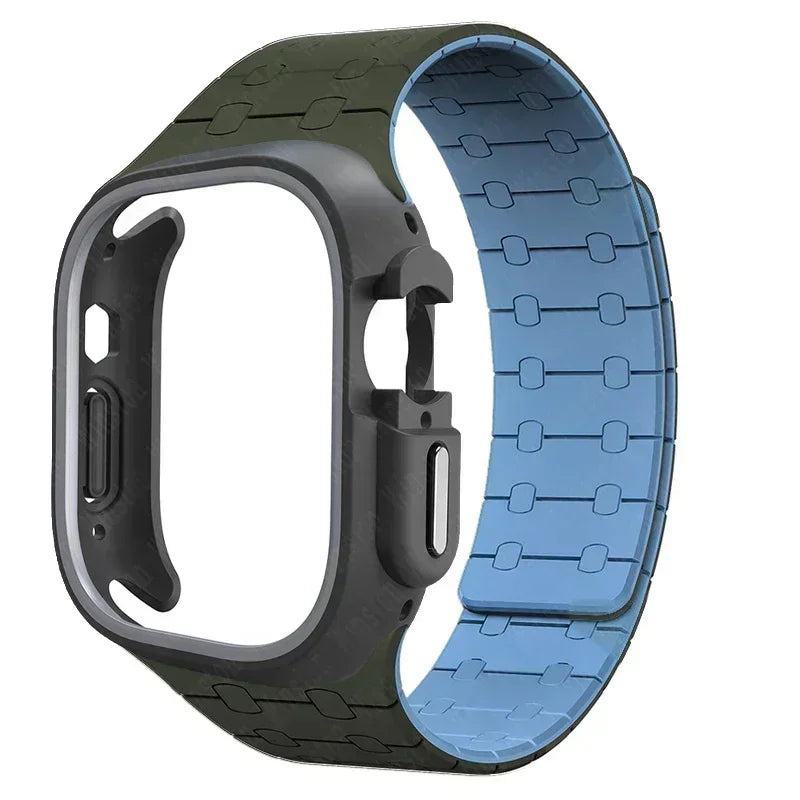 TPU Case & Silicone Band for Apple Watch Ultra 2 – 9 Colors Watch Case & Band Qme GreenU grey 44mm Series SE 456