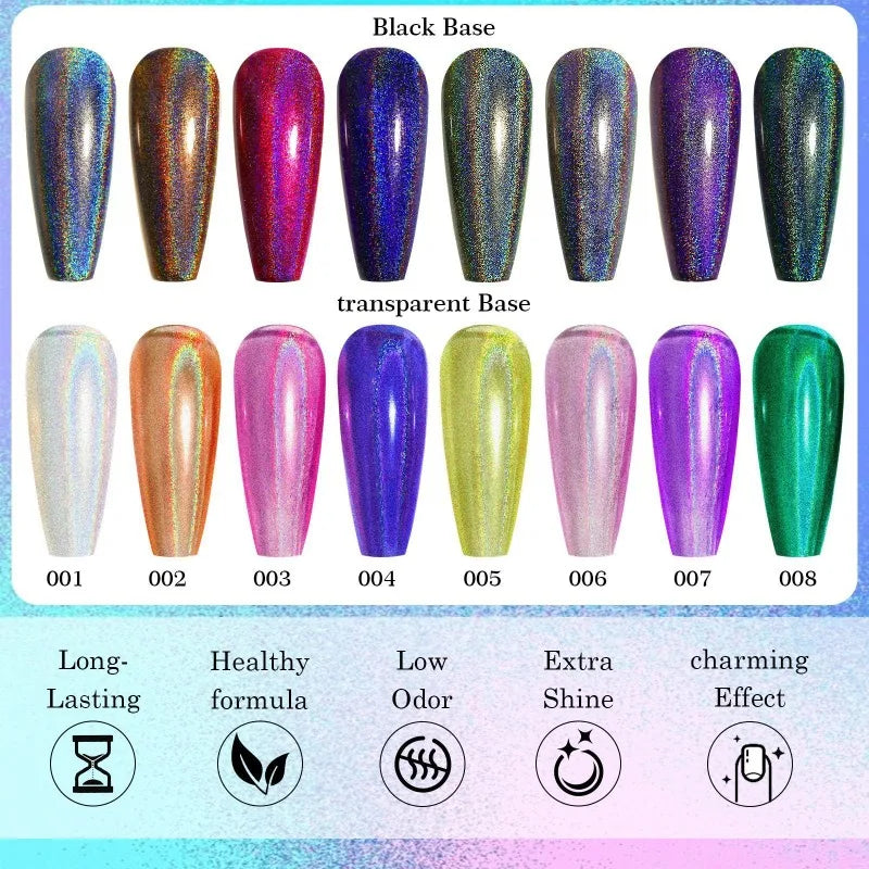 Holographic Multichrome Nail Polish – Rainbow Glitter Lacquer Holographic Nail Polish Qme