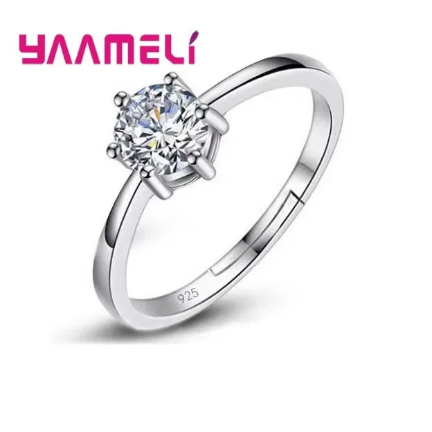 S925 Sterling Silver Austrian Crystal Wedding Ring | Men & Women Sterling Silver Ring Qme