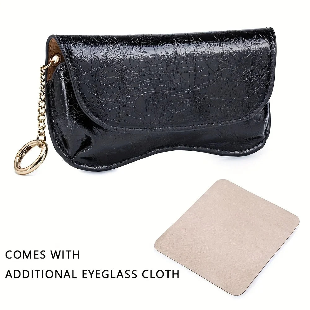 Genuine Leather Glasses Case – Portable Hard Shell Storage Box Glasses Storage Case Qme Black