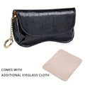 Genuine Leather Glasses Case – Portable Hard Shell Storage Box Glasses Storage Case Qme Black