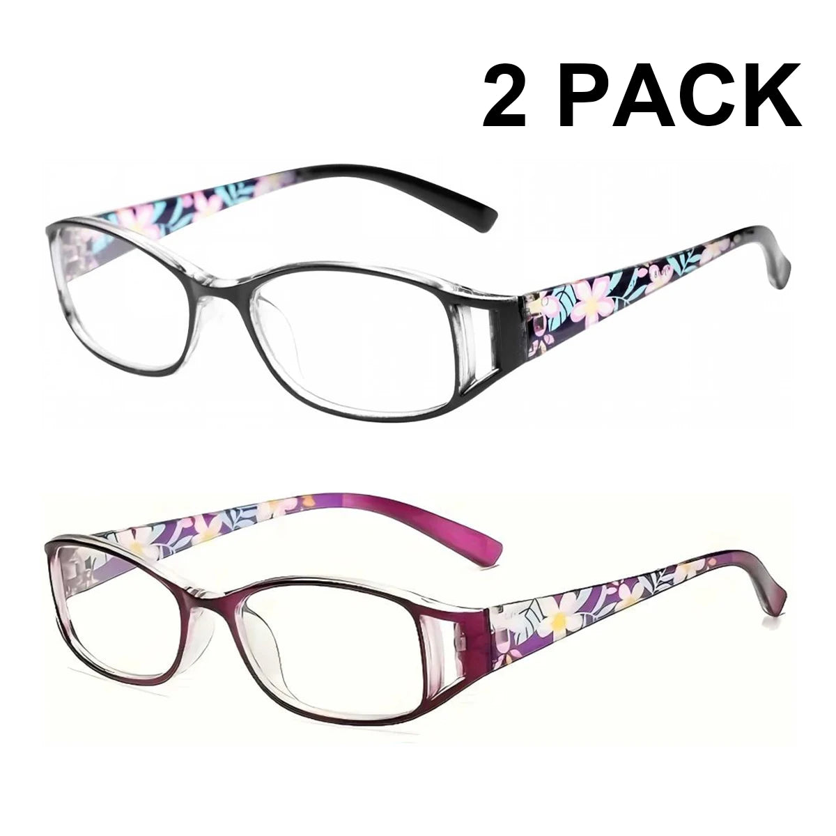 VOPHA Women's Anti-Blue Light Reading Glasses Ultralight L8 Reading Glasses Qst Black-Purple +200