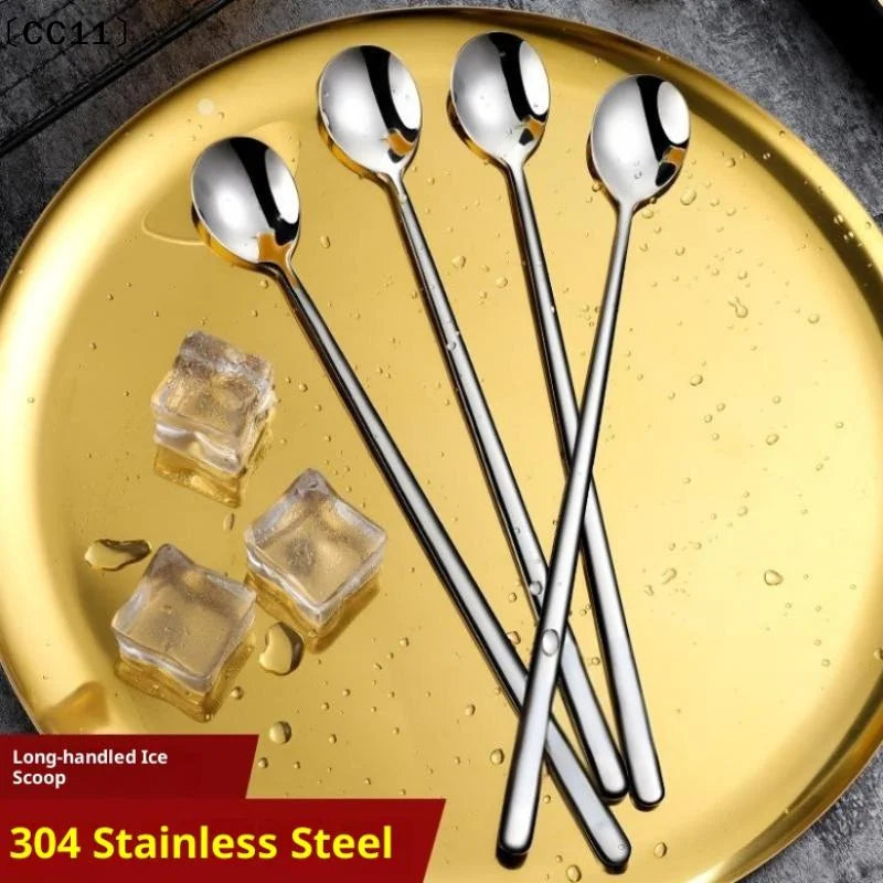 304 Stainless Steel Long Handle Spoon – Coffee & Ice Cream Long Handle Spoon Qme Default Title