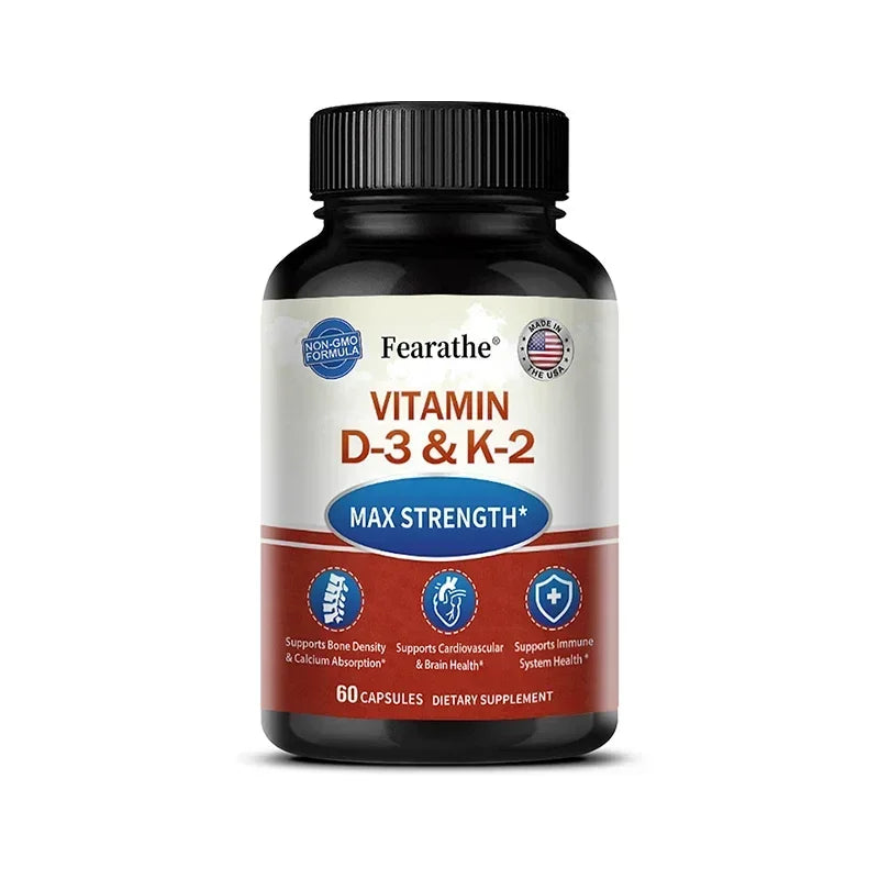 Vitamin D3 2000IU + K2 MK-7 75mcg Capsules | Non-GMO Daily Vitamin Supplement Qst 60 count-1 bottle