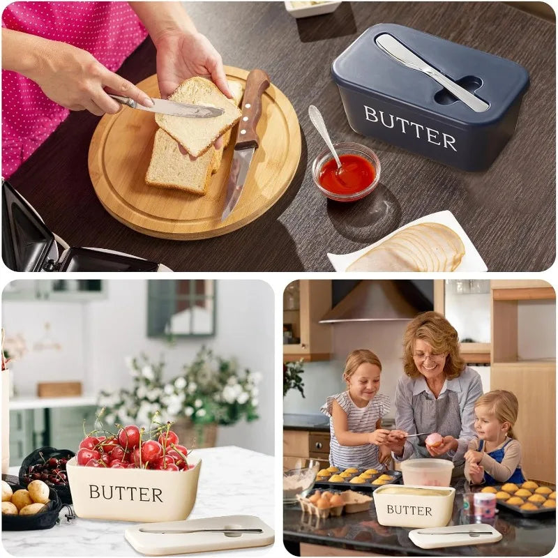 Plastic Butter Container Box with Knife & Cheese Slicer Butter Storage Container Qme
