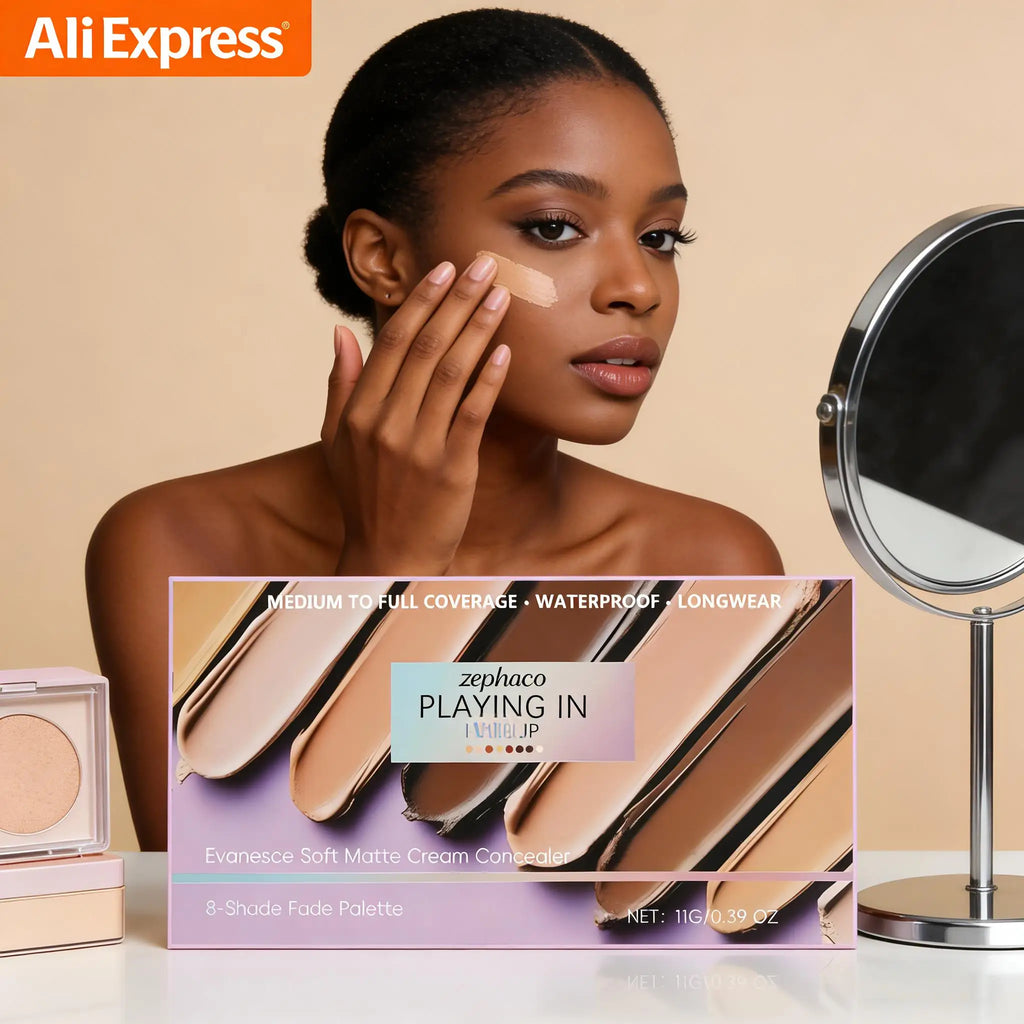 Zephoco 8-Color Concealer Palette – Full Coverage & Brightening Concealer Palette Qme