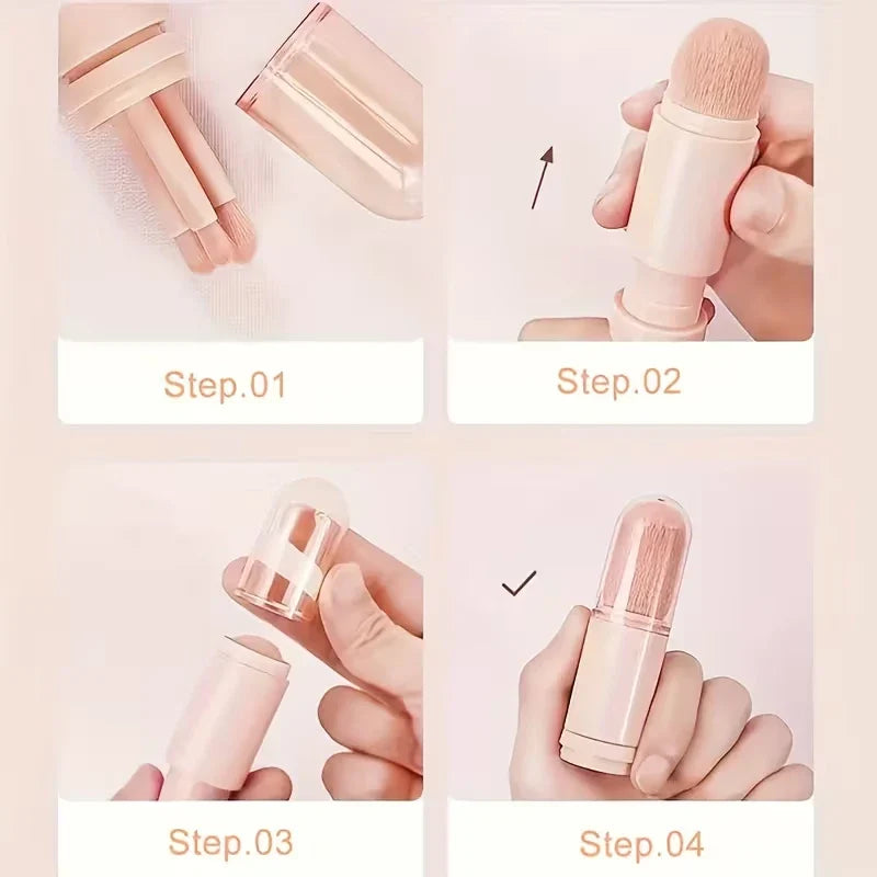 4-in-1 Retractable Mini Makeup Brush Set | Travel Eyeshadow Travel Makeup Brush Set Qme