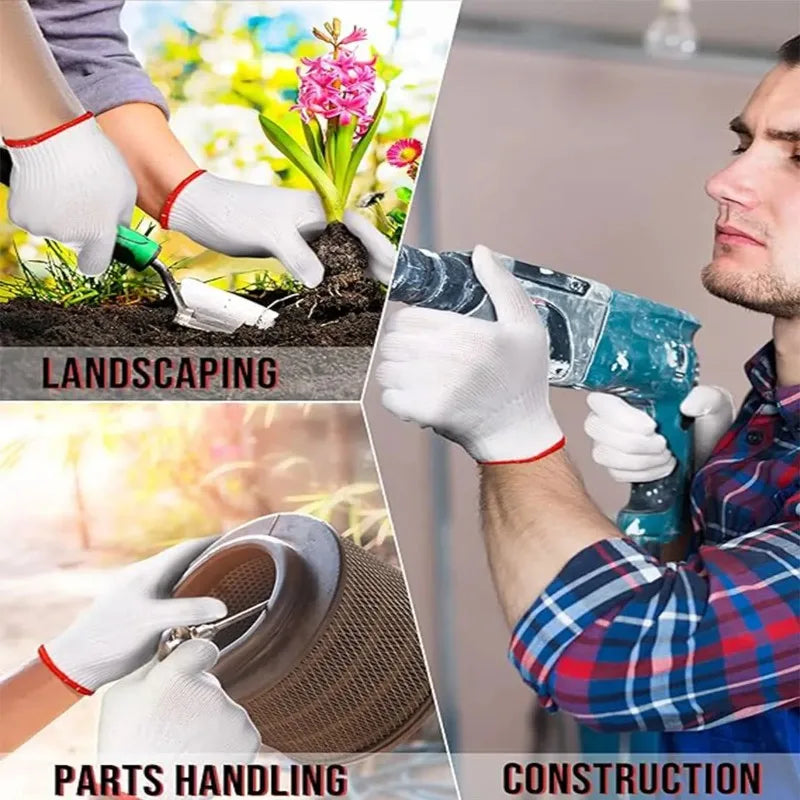 Men's Heavy Duty Nylon Work Gloves – 30pk Wear Resistant Work Safety Gloves Qme
