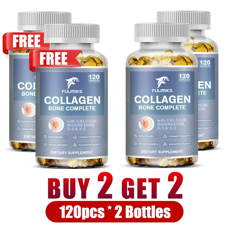 Collagen Bone Complete Capsules | Non-GMO, Gluten-Free Collagen Supplement Qst 4 Bottles-120pcs